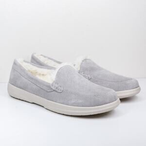 VIONIC Lynez Slippers Suede Faux Fur Cozy Comfort Orthotic Gray Womens Sz 9.5